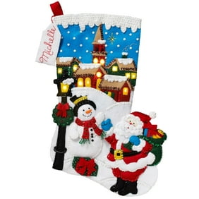 Bucilla 18-Inch Christmas Stocking Felt Applique Kit 86505 Woodland Snowman